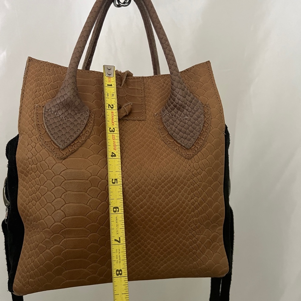 Let & Her Embossed Python Black/Tan Leather Small… - image 5